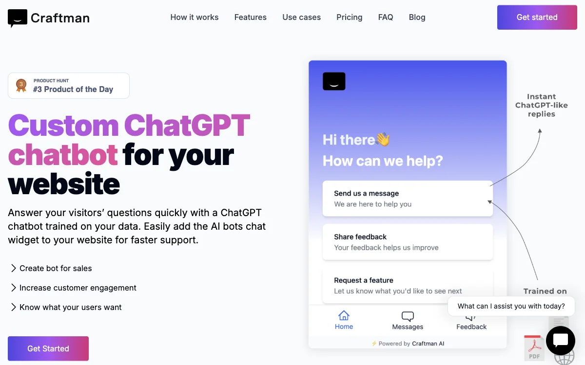 Craftman: Custom ChatGPT Chatbots for Enhanced Website Engagement and Sales