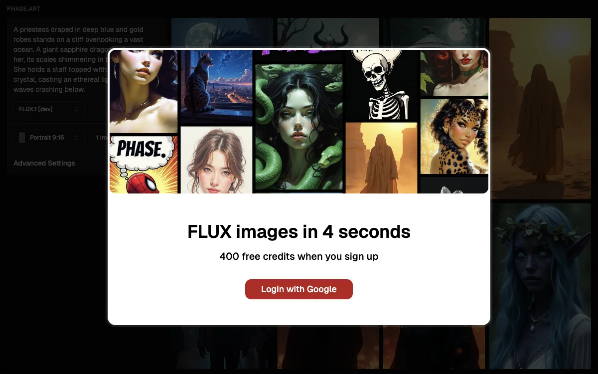 Phase.art: The AI Image Generator for Quick and Stunning Flux Images