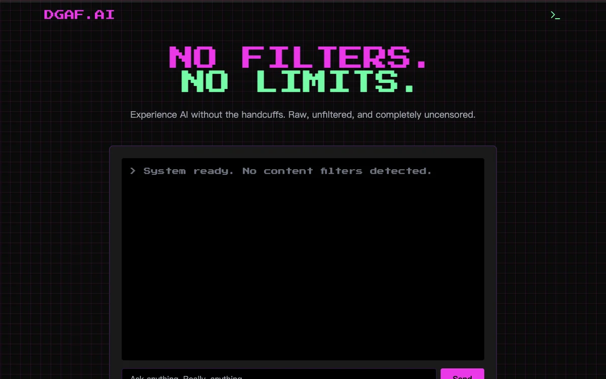 DGAF.AI: Unleashing Unfiltered AI Chat for Raw Conversations