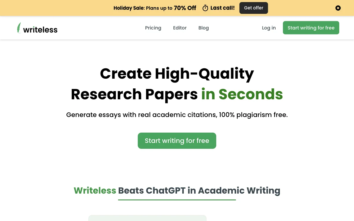 The Best AI Essay Writer with Citations | Writeless