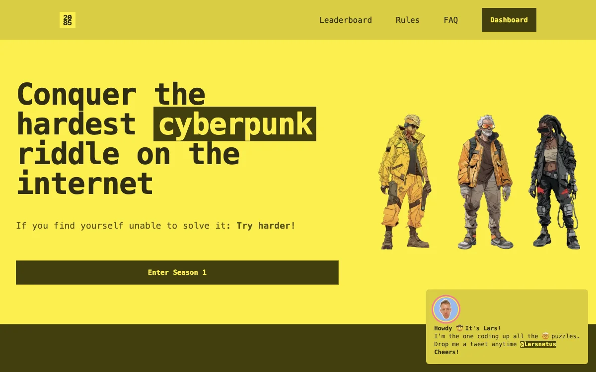 2085.WORLD - Conquer the Hardest Cyberpunk Riddle on the Internet