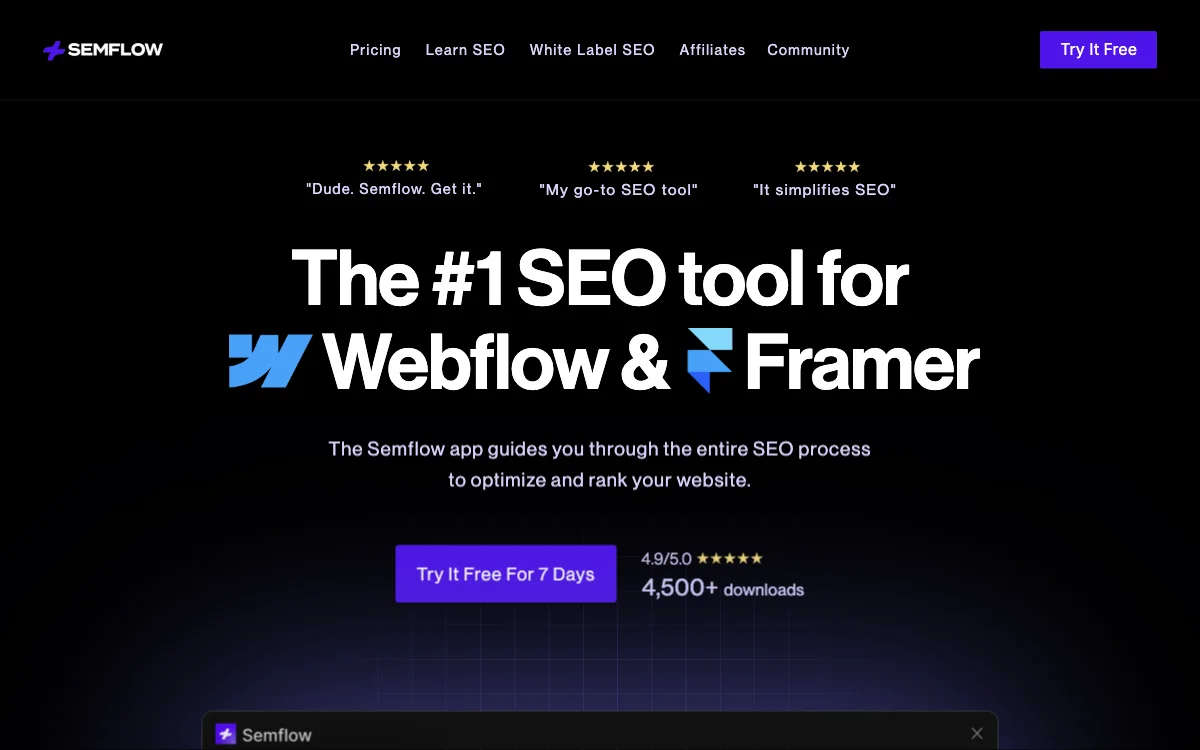 Semflow: Revolutionizing SEO for Webflow & Framer