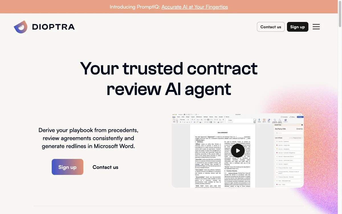 Dioptra AI: The Ultimate Contract Review Solution