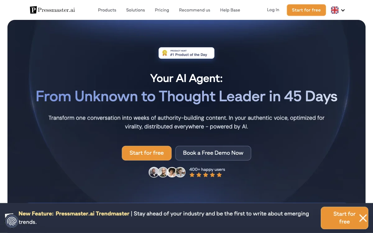 AI-Пowered PR с Pressmaster.ai - Начните 7-дневный пробный период прямо сейчас