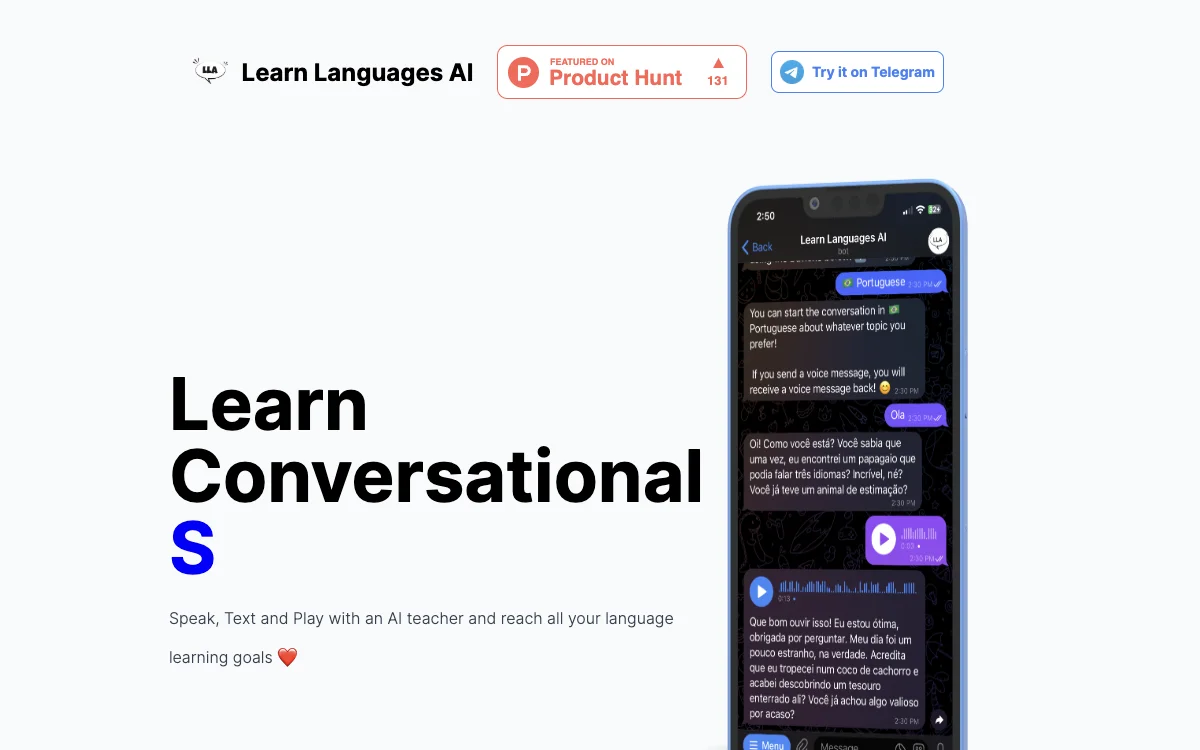 Learn Languages AI - 在 Telegram 上通过 AI 教师学习多种语言