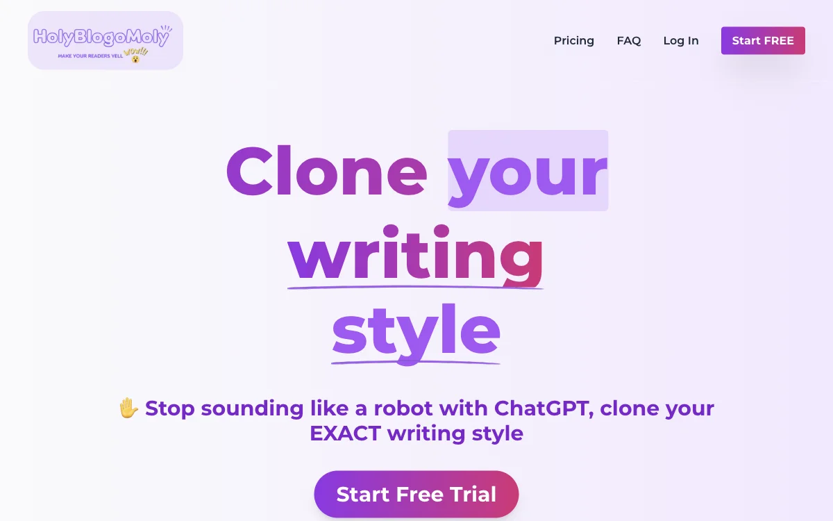 HolyBlogoMoly - Transform Your Writing with AI