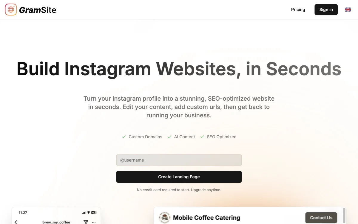 GramSite: Create Professional Websites from Your Instagram Profile Instantly