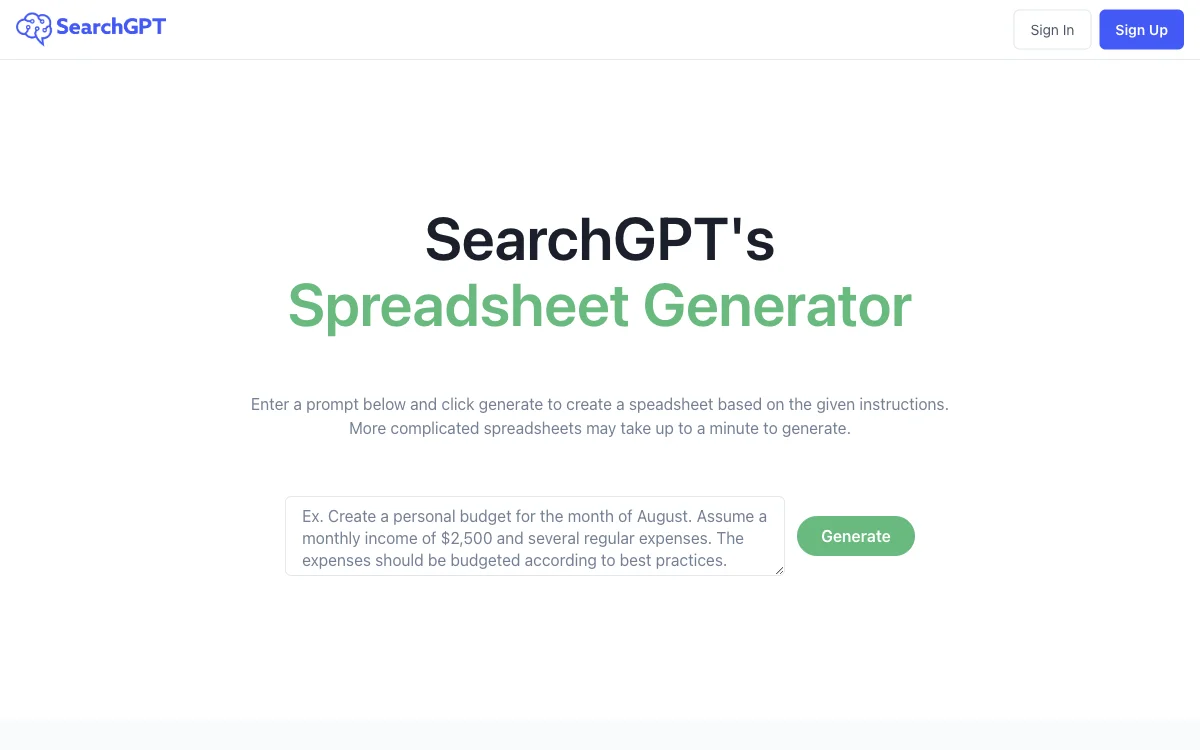 SearchGPT's Spreadsheet Generator: Simplify Spreadsheet Creation with AI