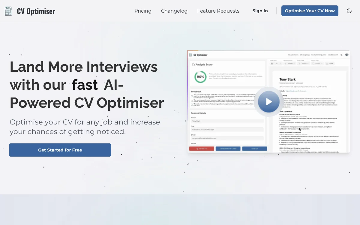 CV Optimiser ذكائياً: تخصيص سيرك الذاتية والحصول على المزيد من المقابلات