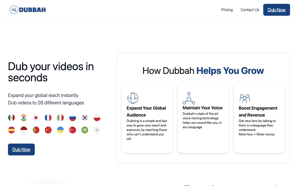 Dubbah - Expand Your Global Reach with AI Video Dubbing