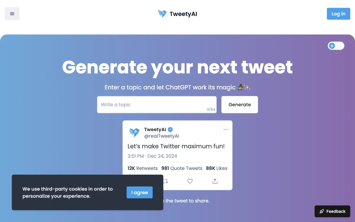 Создавайте крутые твиты с помощью AI - TweetyAI