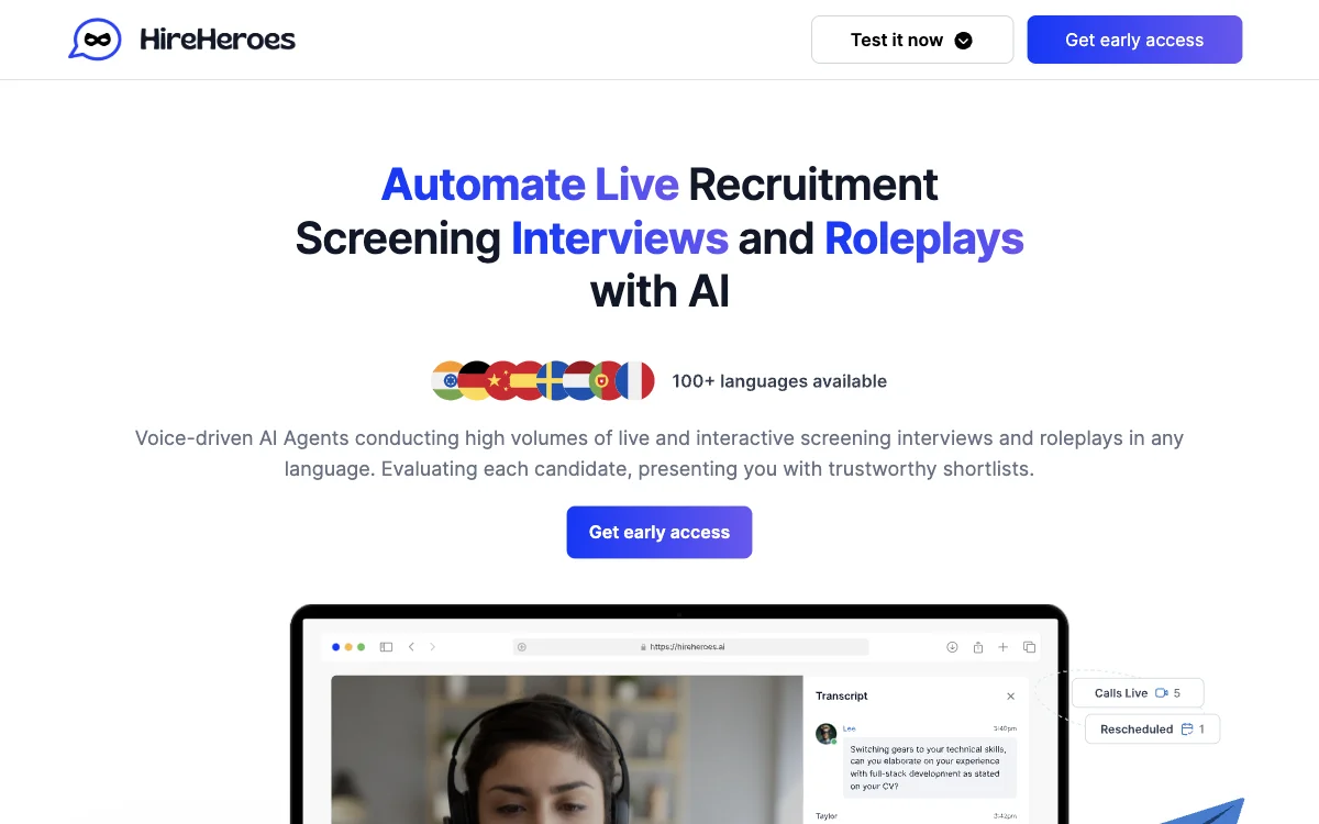 HireHeroes: Automate and Optimize Live Recruitment Screening Interviews with AI