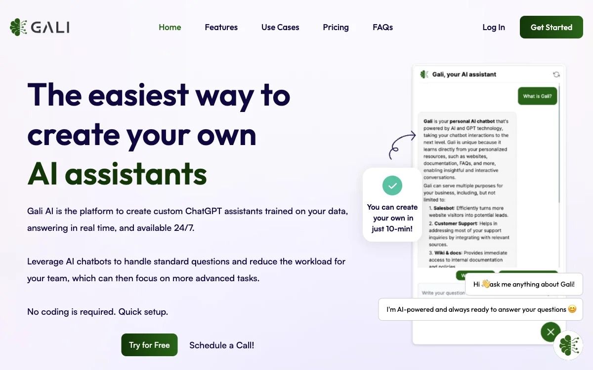 Gali AI: The Easiest Way to Create Custom AI Chatbots for Enhanced Interactions