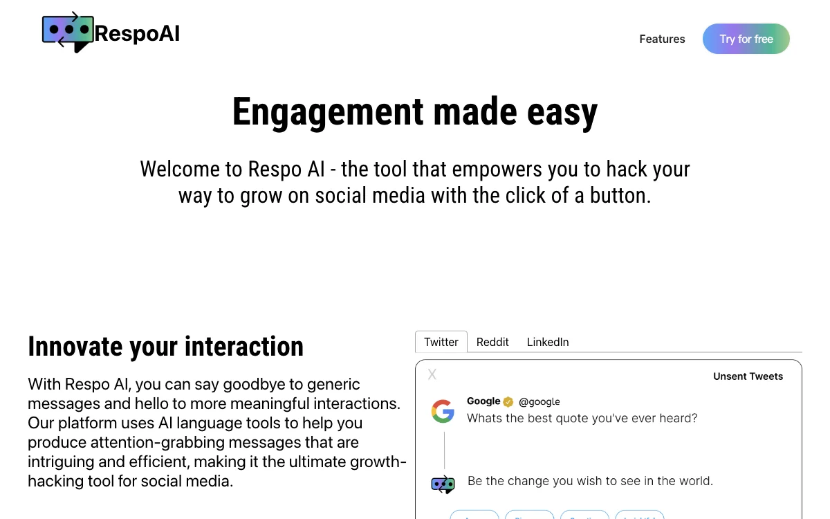 RespoAI: เพิ่มการมีส่วนร่วมบนโซเชียลมีเดียด้วย AI