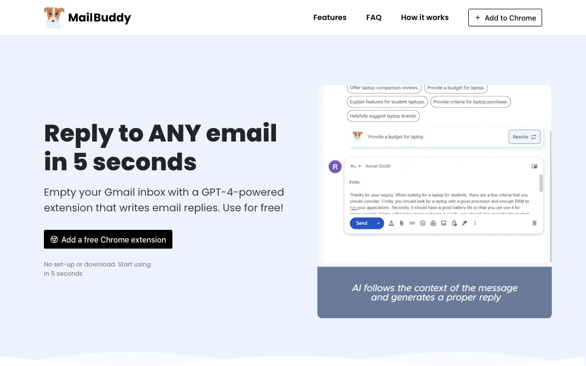 MailBuddy: Revolutionize Email Replies with AI