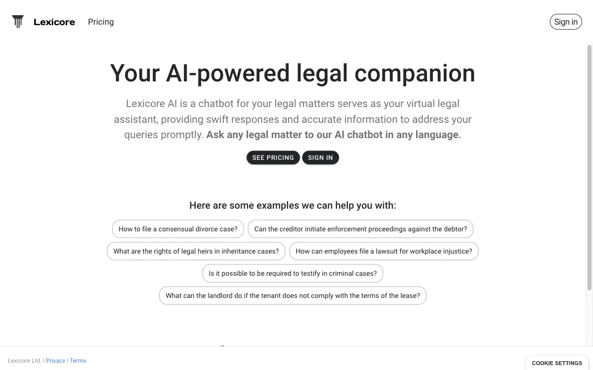 Lexicore AI: Your AI-Powered Legal Companion for Swift and Accurate Answers