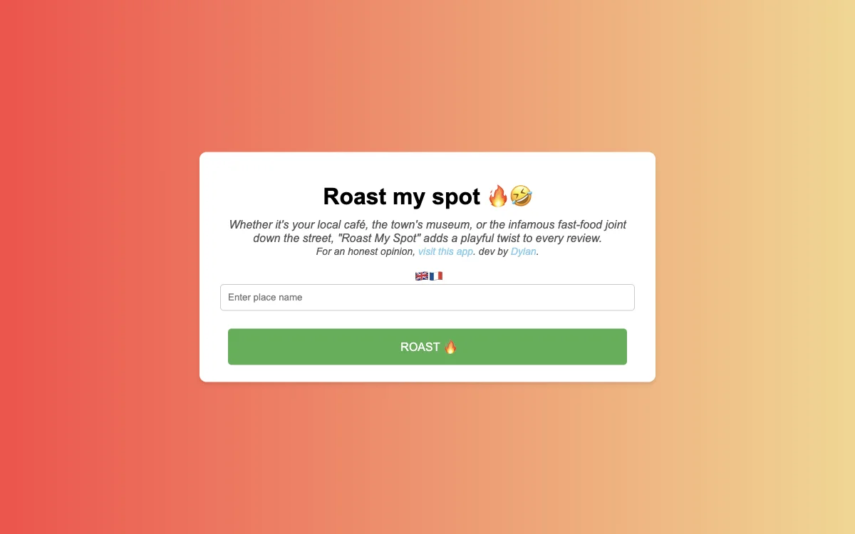 Roast My Spot: The AI App for Playful and Honest Reviews