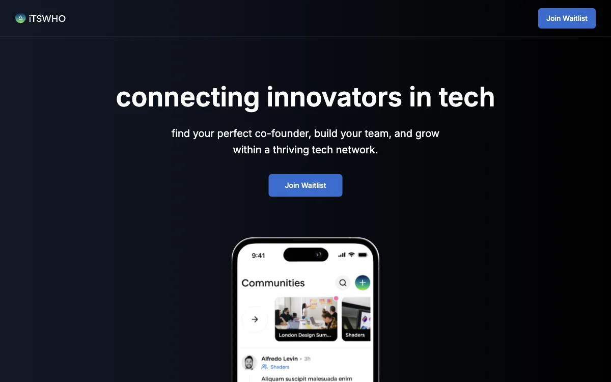 iTSWHO: Your Gateway to Finding the Perfect Co-Founder and Building a Tech Dream Team