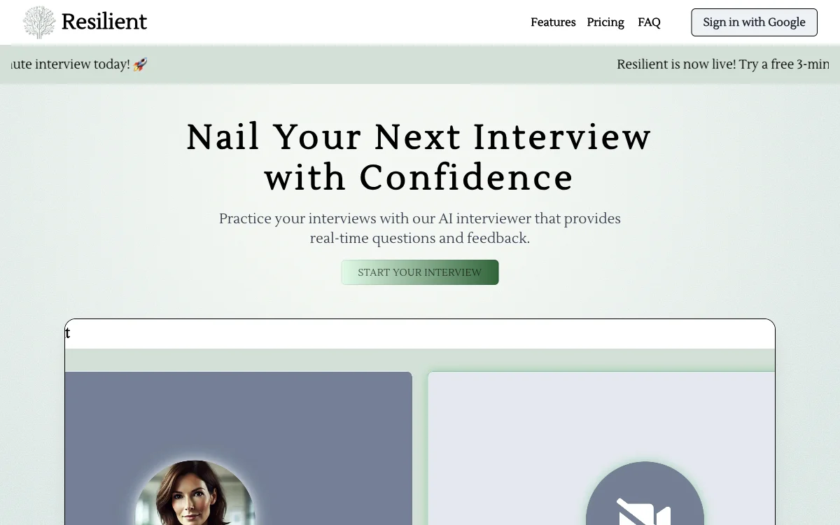 Resilient - AI Interview Practice: जॉब साक्षात्कार के लिए बेहतर तैयारी