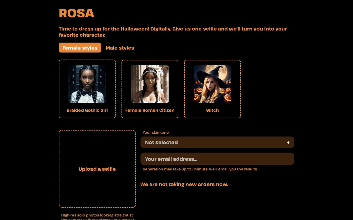 ROSA: Transform Your Selfie into a Halloween Character