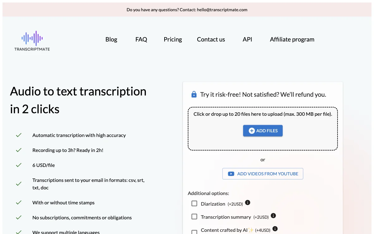 Transcriptmate: Effortless Audio to Text Transcription with AI