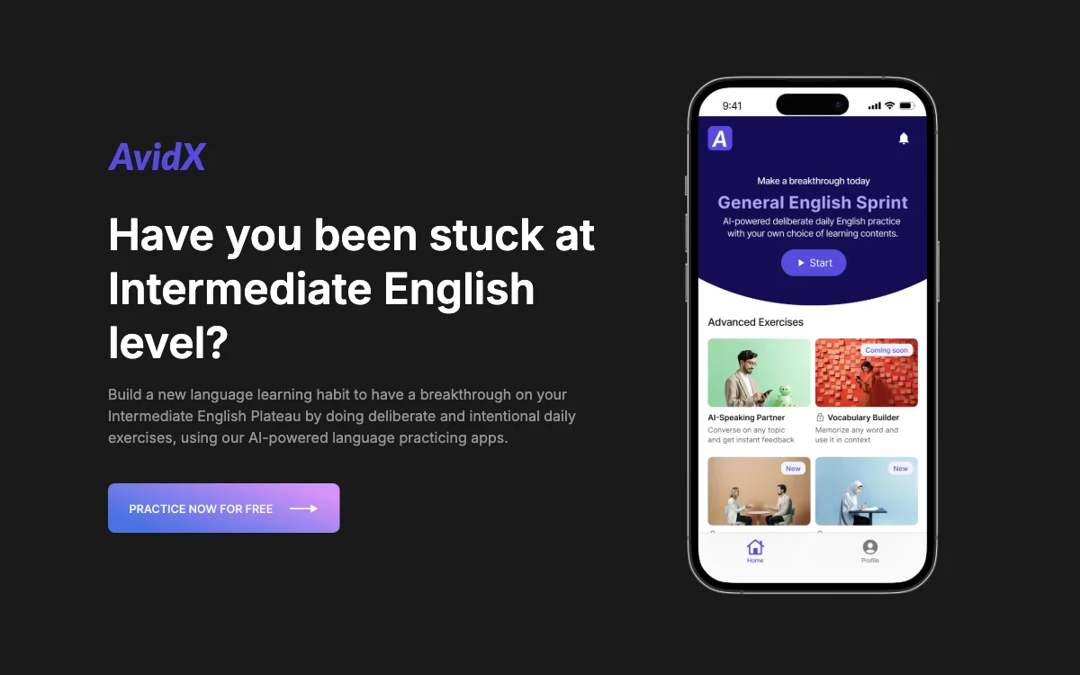 AvidX - AI-Powered English Practicing Apps: Your Key to English Mastery