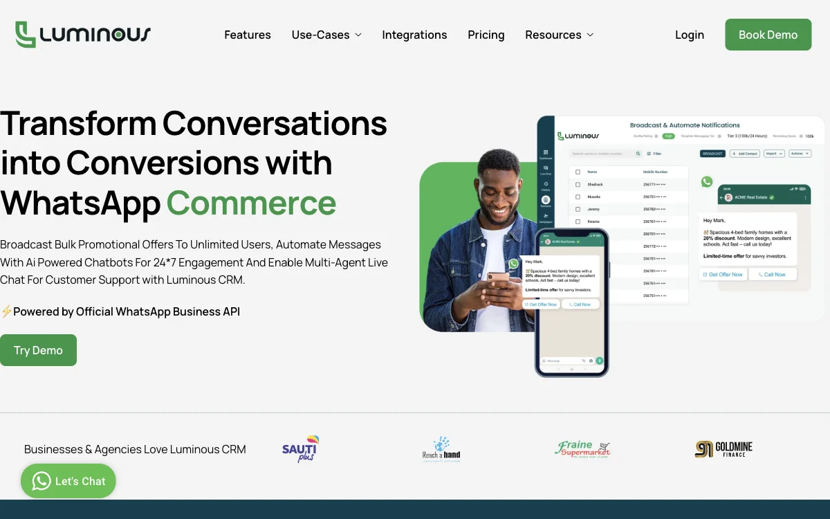 Luminous CRM: Boost Your Business with AI-Powered WhatsApp Engagement