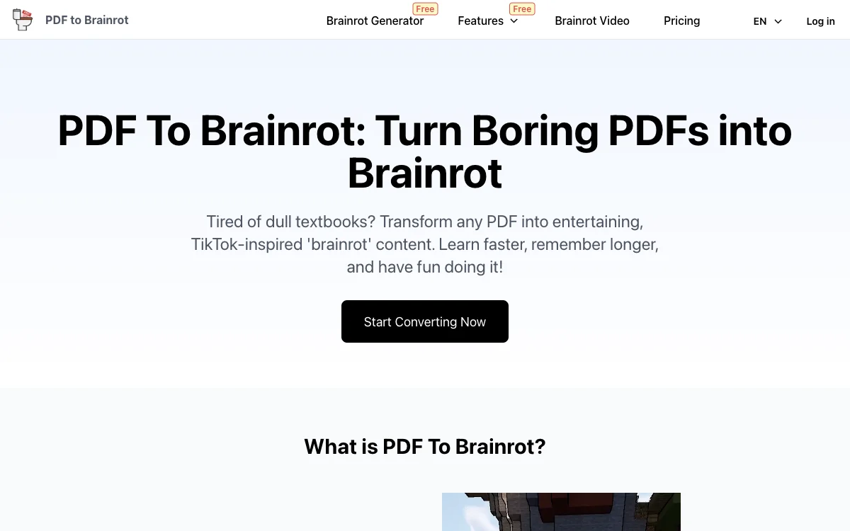 PDF To Brainrot - Превратите скучные PDF-файлы в увлекательные видеоролики