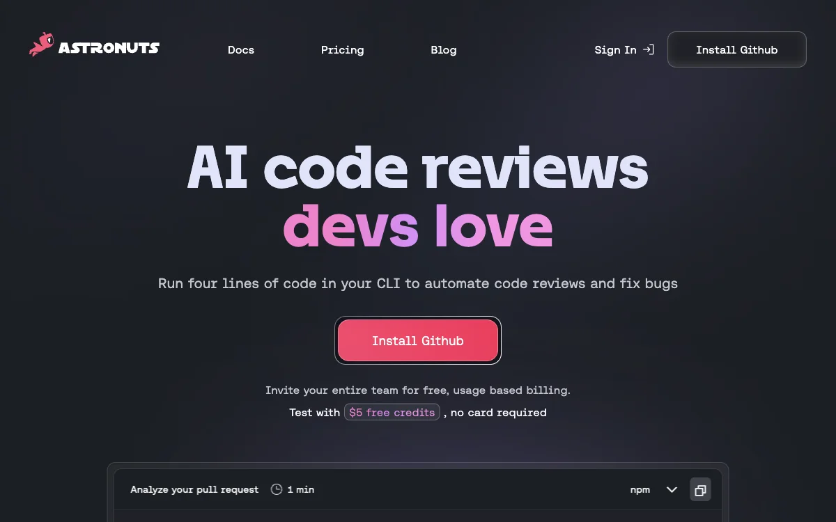 Astronuts – AI-Powered Code Reviews สำหรับโค้ดที่เร็ว เท่และมั่นคง