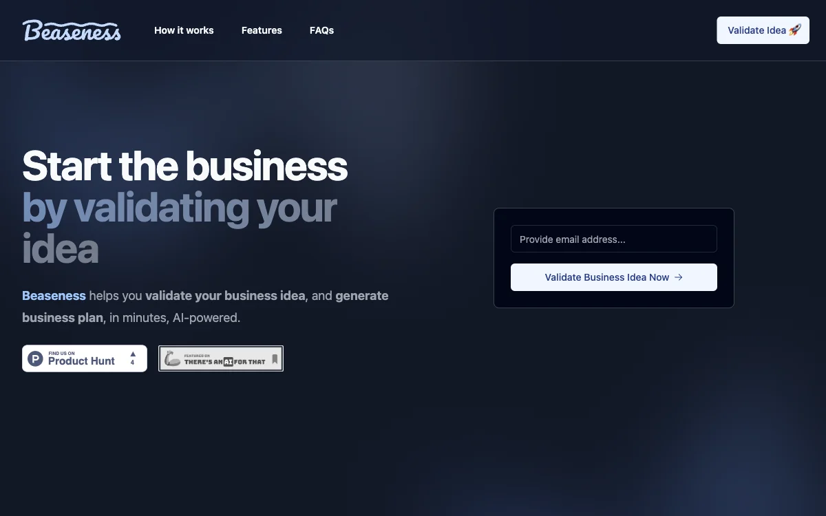 Beaseness: Validate Your Business Idea and Generate Plans with AI