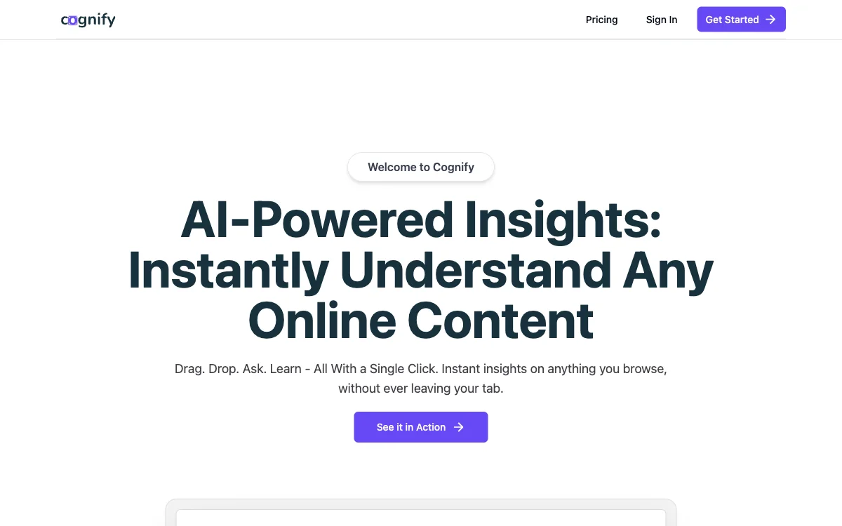 Cognify Insights: तुरंत ऑनलाइन सामग्री समझने के लिए AI-संचालित सहायक