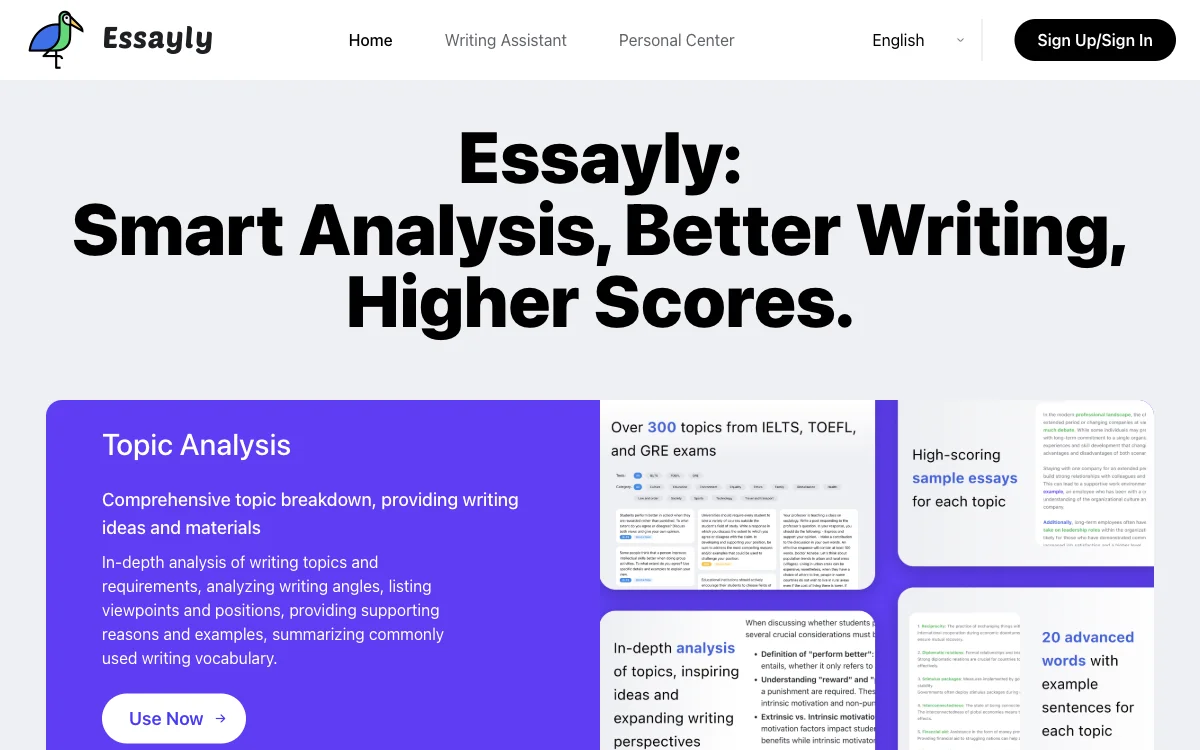 Essayly.ai：智能分析，优化写作，提升分数