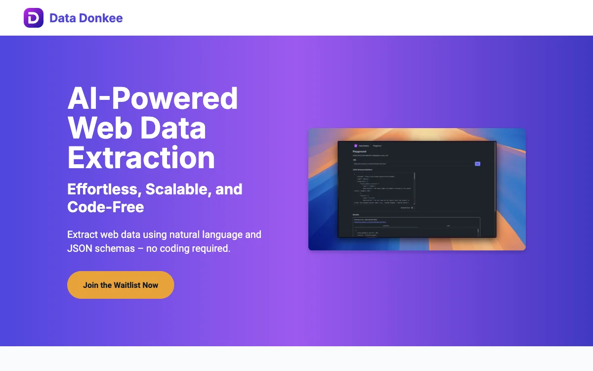 Data Donkee：AI驱动的网页数据提取利器，轻松获取所需数据
