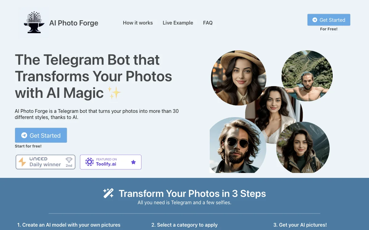 أول بوت تلغرام لصور الرأس الذكية | AI Photo Forge