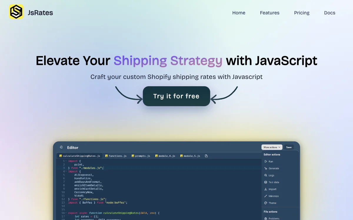 JsRates：Shopify 店铺的定制 JavaScript 运费率