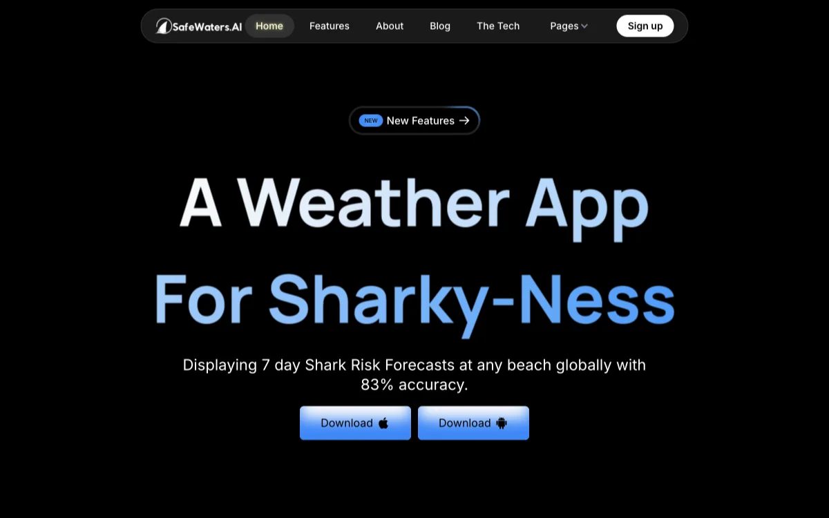 Die Hai-Risiko-Vorhersage-App | SafeWaters.ai