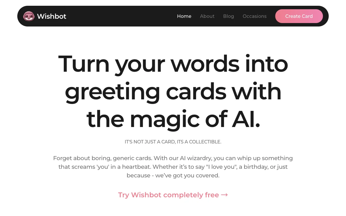 Wishbot: بطاقات تهنئة فريدة باستخدام الذكاء الاصطناعي