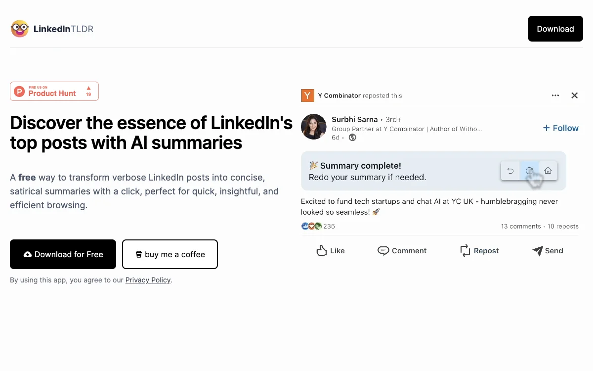 LinkedIn TLDR：借助AI轻松获取LinkedIn帖子精华，免费高效浏览