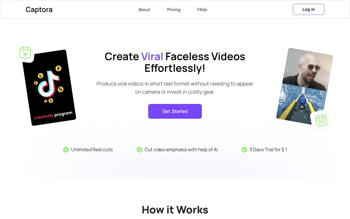 Captora.AI: Effortlessly Create Viral Faceless Videos with AI