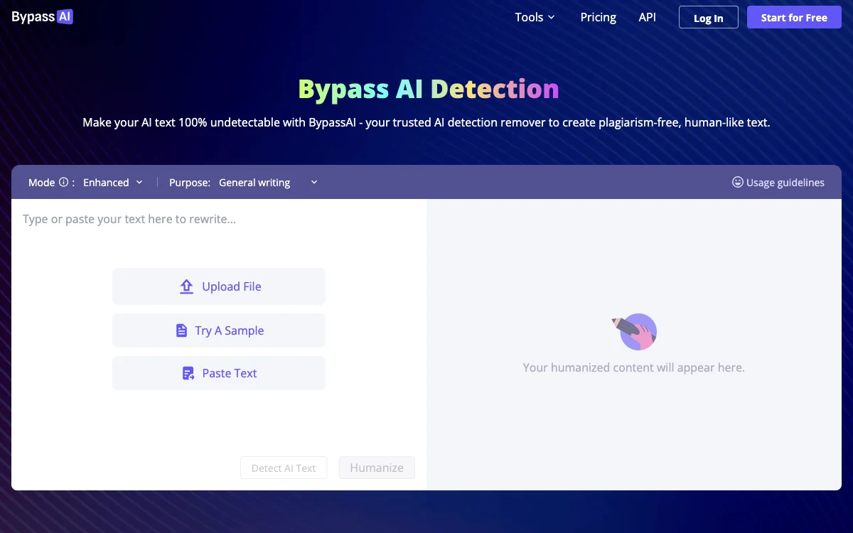 BypassAI: The Trusted AI Detection Remover for Undetectable Text