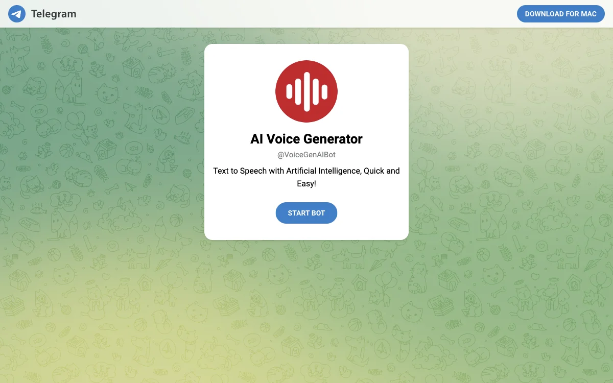 AI Voice Generator Bot：Telegram上的文本转语音工具