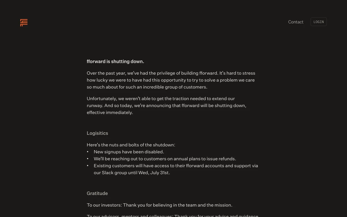 fforward.ai: Shutting Down with Valuable Insights