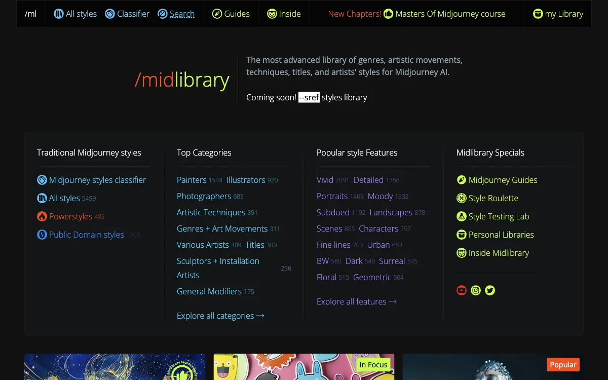 Midlibrary: Thư viện phong cách Midjourney AI cùng với Hướng dẫn và Công cụ