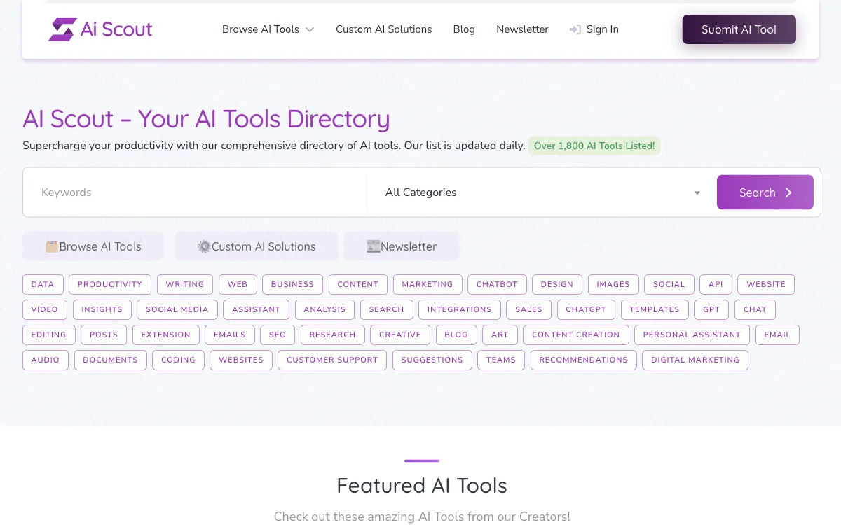 AI Scout - เครื่องมือ AI หลากหลายสำหรับทุกความต้องการของคุณ