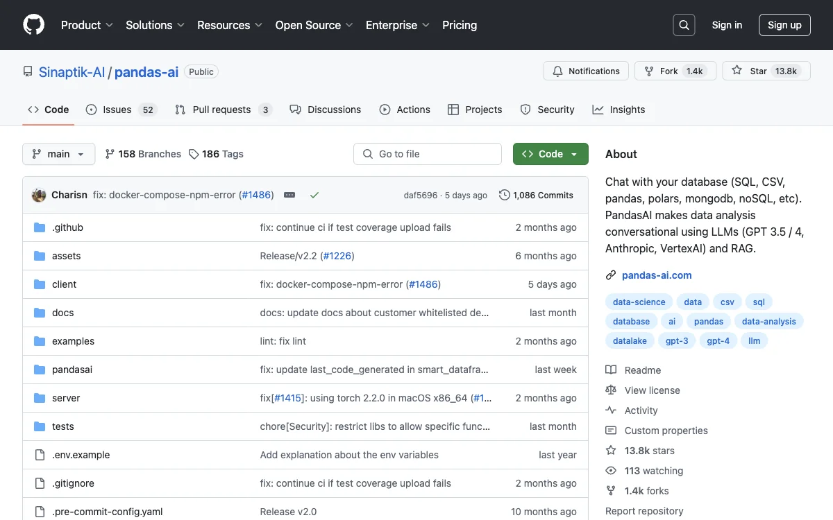 Sinaptik-AI/pandas-ai: Transform Data Analysis with AI