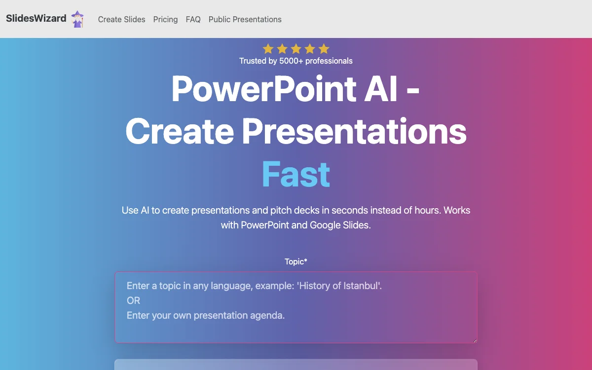 SlidesWizard | PowerPoint AI - إنشاء العرض التقديمي بسرعة | مجاناً