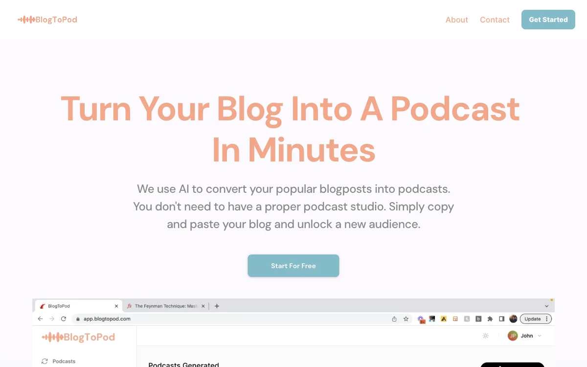 Transform Blogs into Podcasts with BlogToPod - AI-Powered Solution