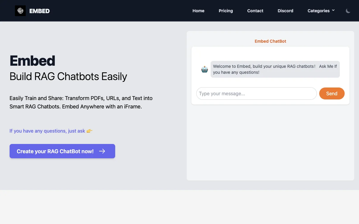 Easily Train and Share RAG Chatbots with Embed