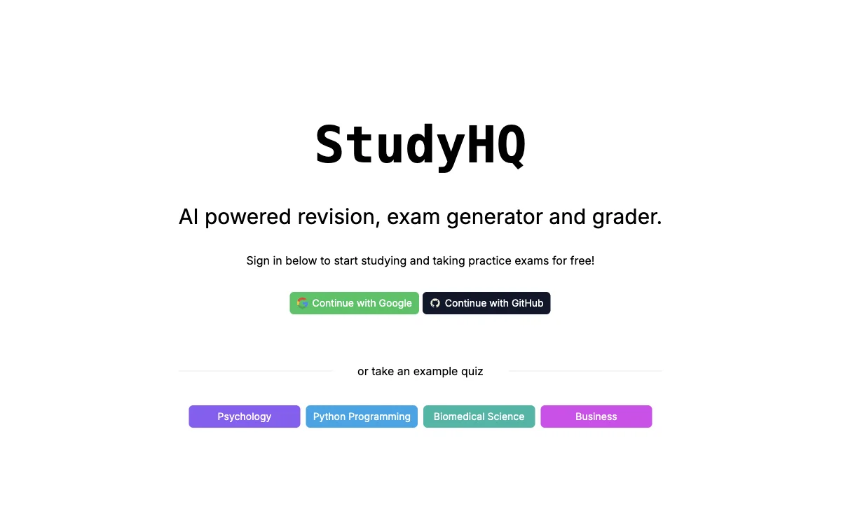 StudyHQ - Công cụ AI hỗ trợ ôn tập và kiểm tra