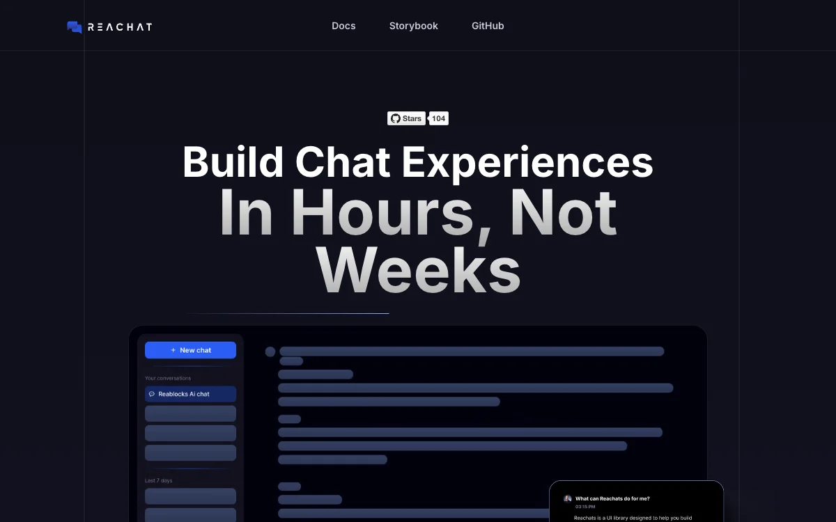 reachat: Build Chat Experiences in Hours, Not Weeks - Your AI Chat Interface Solution